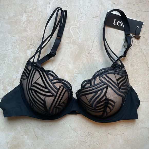 LOU Vertige Graphique Full Cup Push-Up Bra NWT Size 34B in Black - Picture 1 of 7